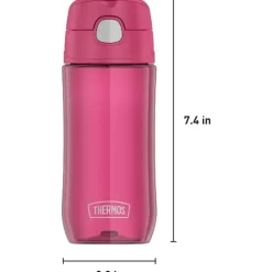 Thermos Garrafa térmica - garrafa de hidratação Funtainer® de plástico de 16 onças com tampa de bico, framboesa Sale