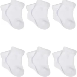 Gerber - 6 unidades de meias brancas Terry Wiggle Proof Clearance