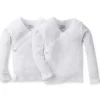 Gerber 2 pacote de camisa branca de manga longa Snap Lateral com punhos de luva Outlet
