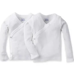 Gerber 2 pacote de camisa branca de manga longa Snap Lateral com punhos de luva Outlet
