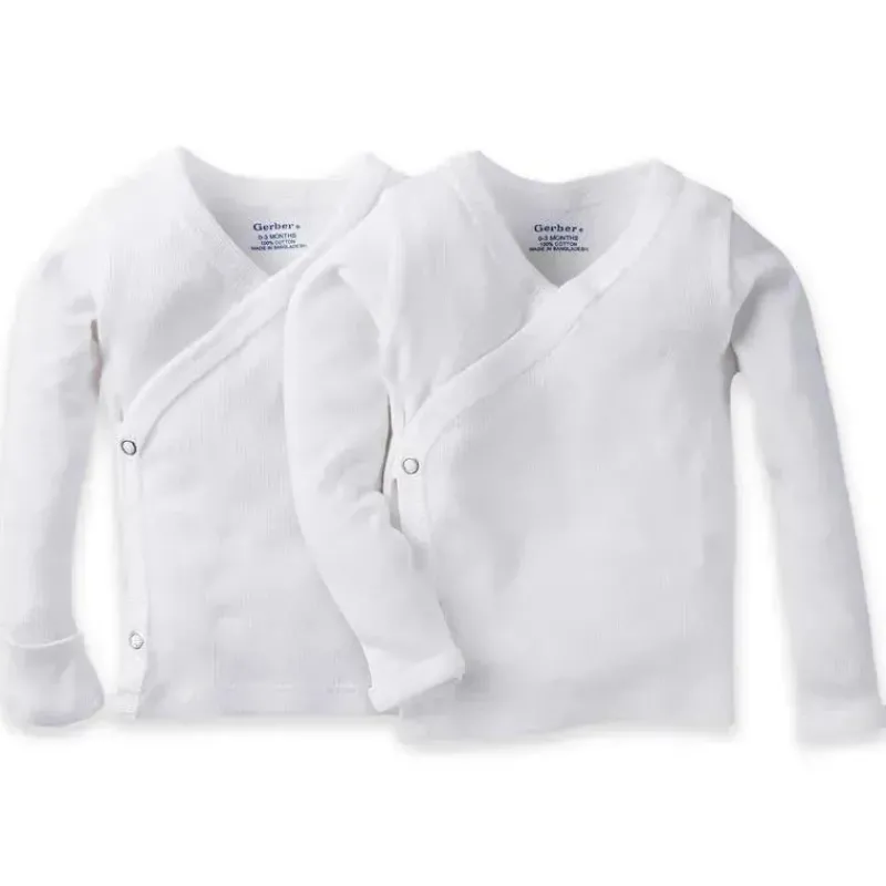 gerber__pacote_de_camisa__SKU0KoFFRHn_0.webp Gerber 2 pacote de camisa branca de manga longa Snap Lateral com punhos de luva Outlet
