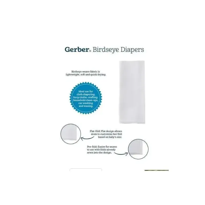 gerber__pk_fraldas_de_pan_SKUt5Bjei3h_1.webp Gerber - 10Pk Fraldas de pano Dobráveis Birdseye Hot