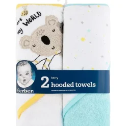 Gerber - 2Pk Toalhas Terry com Capuz, Pequenos Animais Neutros New
