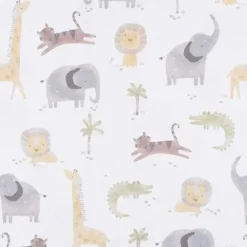 Gerber Bedding - 1Pk Knit Crib Sheet, Neutral Animals + Geos Neutral Clearance
