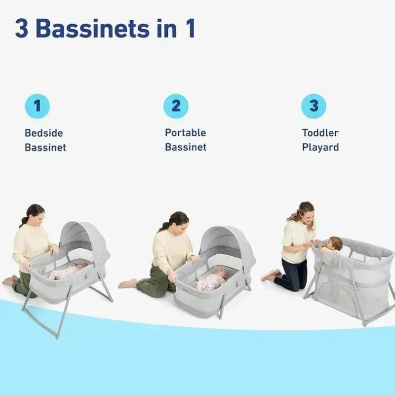 graco__bero_porttil_e_ber_SKUq14BD2Ms_1.webp Graco - Berço portátil e berço de viagem DreamMore 3 em 1, coleção moderna de chalés Clearance