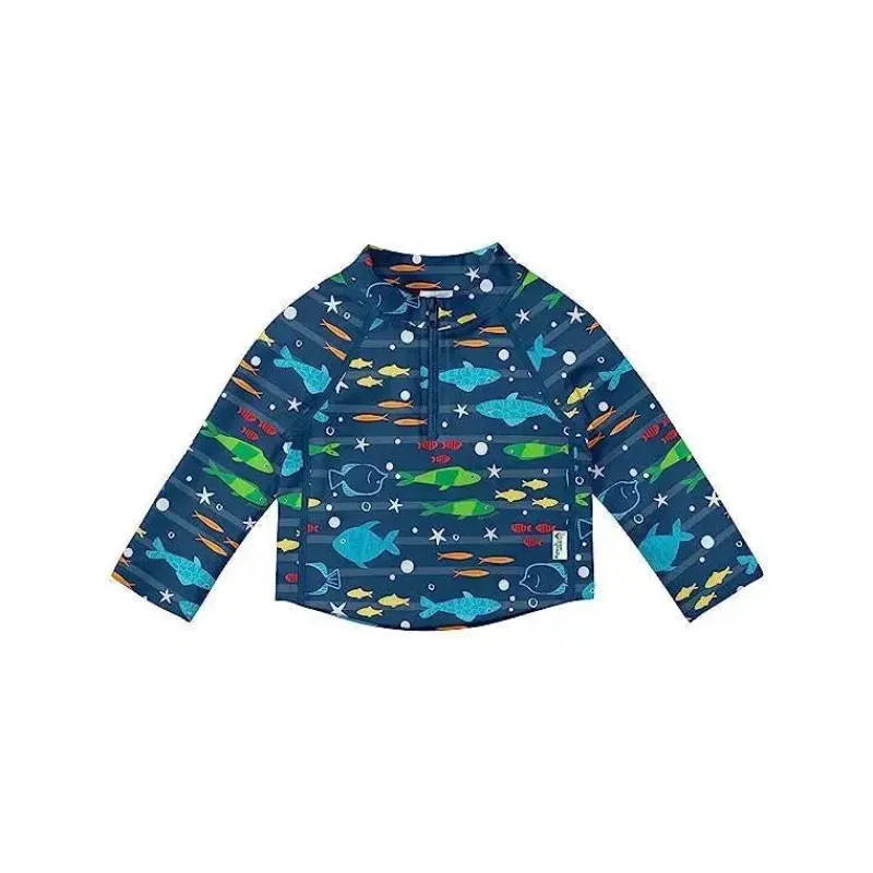 green_sprouts__camisa_ras_SKUklAi38OW_0.webp Iplay Green Sprouts - Camisa Rashguard de manga comprida para meninos com zíper, peixe marinho Hot