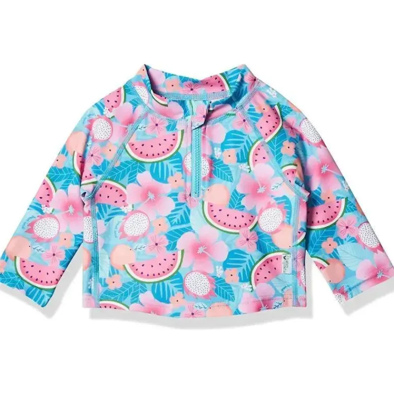 green_sprouts__camisa_ras_SKUsfukhais_0.webp Iplay Green Sprouts - Camisa Rashguard de manga comprida com zíper, Aqua Tropical Fruit Floral New