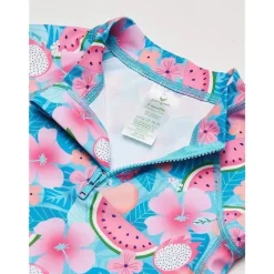 Iplay Green Sprouts - Camisa Rashguard de manga comprida com zíper, Aqua Tropical Fruit Floral New