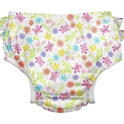 Iplay Green Sprouts - Fralda de banho reutilizável Eco Snap com babados, tartaruga branca floral Discount