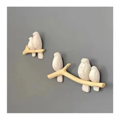 Crane Guindaste - Decoração de berçário e quarto de criança em floresta de bebê, decoração de parede de madeira de 2 peças, poleiro de pássaro Clearance