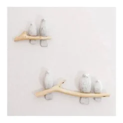 Crane Guindaste - Decoração de berçário e quarto de criança em floresta de bebê, decoração de parede de madeira de 2 peças, poleiro de pássaro Clearance