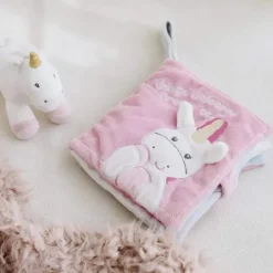 Gund Baby Dreaming Luna Unicorn livro macio pelúcia brinquedo estimulante sensorial, 8 pol Fashion