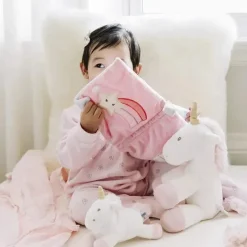 Gund Baby Dreaming Luna Unicorn livro macio pelúcia brinquedo estimulante sensorial, 8 pol Fashion
