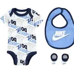 Haddad - Nike Bodysuit Bib Booties 3 Pc Hosiery Little Kids, Branco/Azul Best