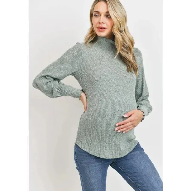 hello_miz__blusa_hacci_ma_SKU67x5JSGy_3.webp Hello Miz - Blusa Hacci Maternity Gola Mock com Canelado Escovado, Menta Hot