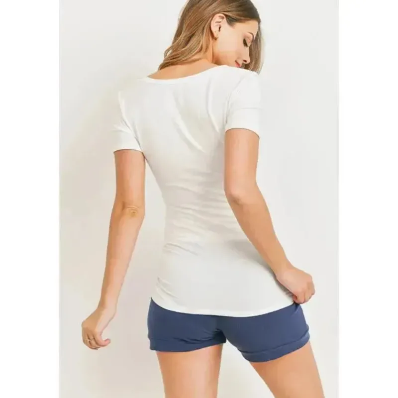 hello_miz__camiseta_de_ma_SKUL5cj7n9N_2.webp Hello Miz – Camiseta de maternidade franzida com decote em V alto e manga curta, marfim Clearance