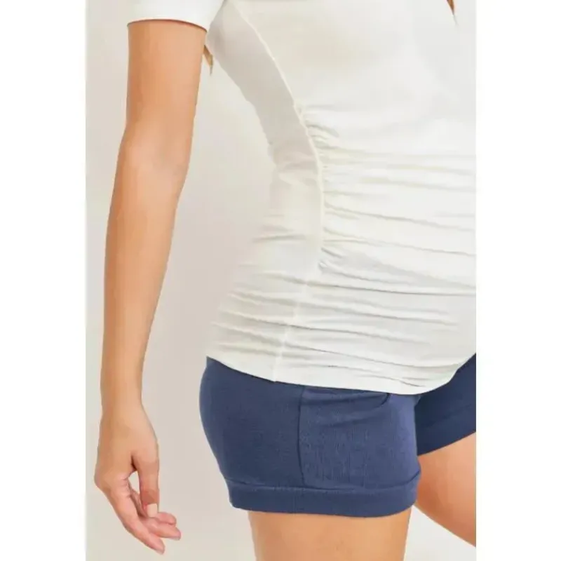 hello_miz__camiseta_de_ma_SKUL5cj7n9N_3.webp Hello Miz – Camiseta de maternidade franzida com decote em V alto e manga curta, marfim Clearance