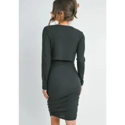 Hello Miz - Double Layer Ruched Nursing Dress, Dark Green Best
