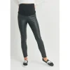 Hello Miz - Faux Leather Maternity Over The Bump Leggings, Black Clearance