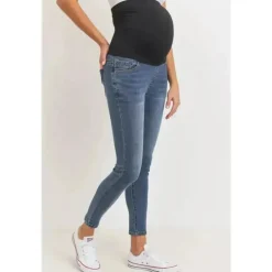 Hello Miz – Jeans skinny stretch para maternidade com elástico, jeans escuro Hot