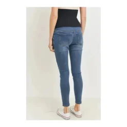 Hello Miz – Jeans skinny stretch para maternidade com elástico, jeans escuro Hot