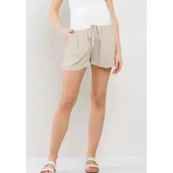 Hello Miz – Shorts de maternidade liso com bolsos e cordão, aveia Discount