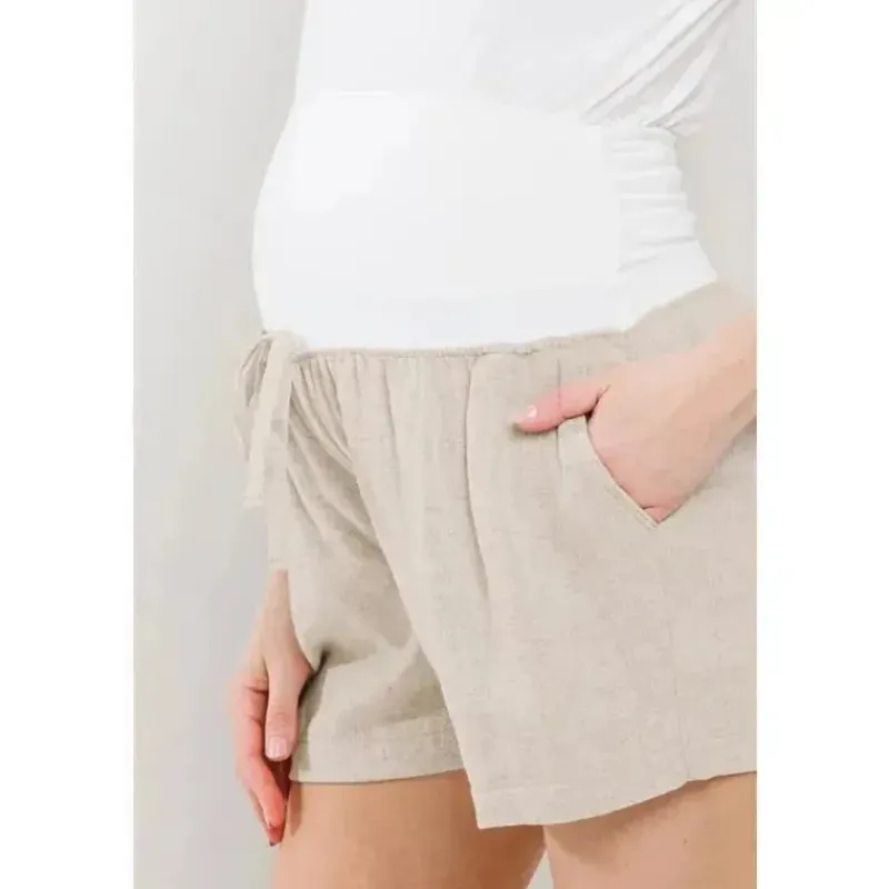 hello_miz__shorts_de_mate_SKUEMGH5Gq8_2.webp Hello Miz – Shorts de maternidade liso com bolsos e cordão, aveia Discount
