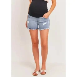 Hello Miz - Shorts jeans jeans para maternidade, jeans claro New