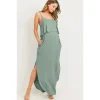 Hello Miz - Vestido Maxi de Enfermagem para Maternidade Solid, Sage Hot