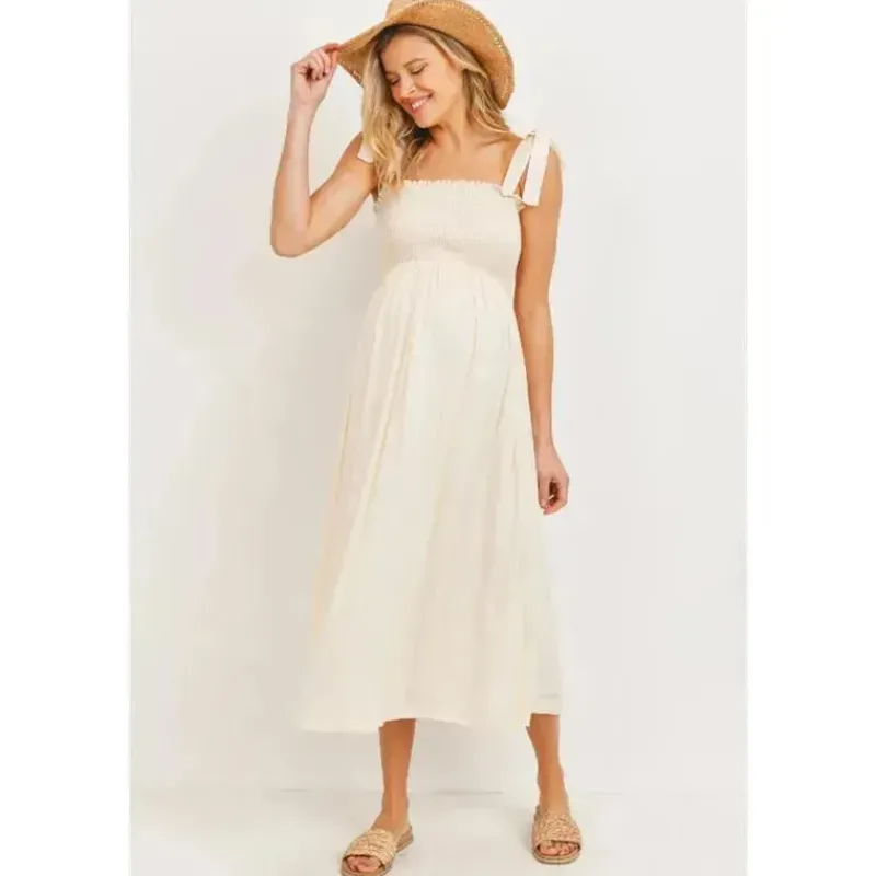 hello_miz__vestido_midi_p_SKUu21F1XkW_0.webp Hello Miz - Vestido Midi para Maternidade com Smocked Tie-Ombro, Aveia Best