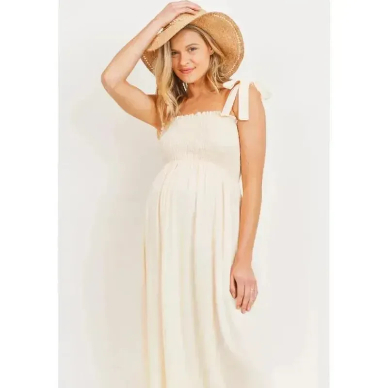 hello_miz__vestido_midi_p_SKUu21F1XkW_1.webp Hello Miz - Vestido Midi para Maternidade com Smocked Tie-Ombro, Aveia Best