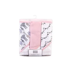 Baby Vision Hudson Baby - 3 unidades de toalhas de algodão com capuz rosa Safari para bebês Clearance