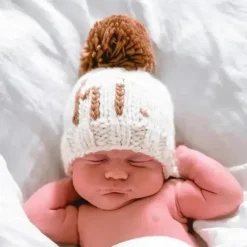 Huggalugs - Hi. Pecan Hand Knit Beanie Hat Baby & Kids Clearance