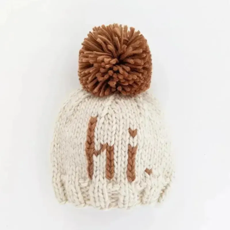 huggalugs__hi_pecan_hand__SKUOwIax5O6_1.webp Huggalugs - Hi. Pecan Hand Knit Beanie Hat Baby & Kids Clearance