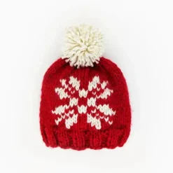 Huggalugs - Snowflake Red Beanie Hat For Baby & Kids New