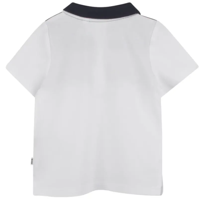Hugo Boss Baby - Boy Colorblock Short Sleeve Polo White, Beige And Navy Clearance
