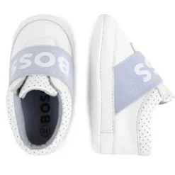 Hugo Boss Baby - Chinelos de couro, tênis menino, branco e azul claro Discount