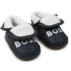 Hugo Boss Baby - Chinelos de couro falso Sherling, Marinha Discount