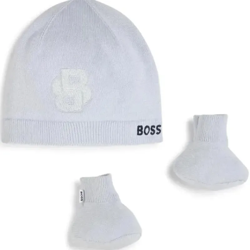 hugo_boss_baby__conjunto__SKUsgfFPceA_0.webp Hugo Boss Baby - Conjunto de gorro e botinhas de malha, azul claro Outlet