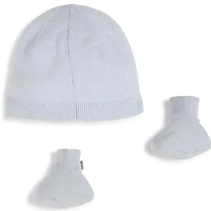 hugo_boss_baby__conjunto__SKUsgfFPceA_1.webp Hugo Boss Baby - Conjunto de gorro e botinhas de malha, azul claro Outlet