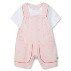 Hugo Boss Baby - Girl Dungarees & T-Shirt White And Pink Outlet