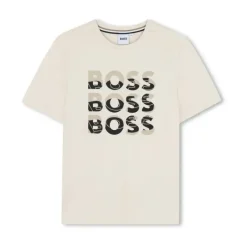 Hugo Boss Baby - Multi Logo Short Sleeve Tshirt White & Beige Outlet