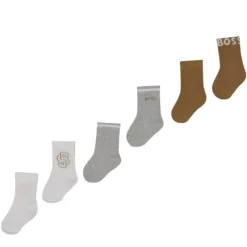 Hugo Boss Baby - 3Pk Beige & White Socks Outlet