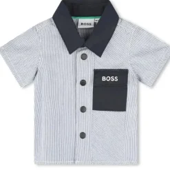 Hugo Boss Baby - Shorts e top de sarja de algodão, branco/azul Fashion