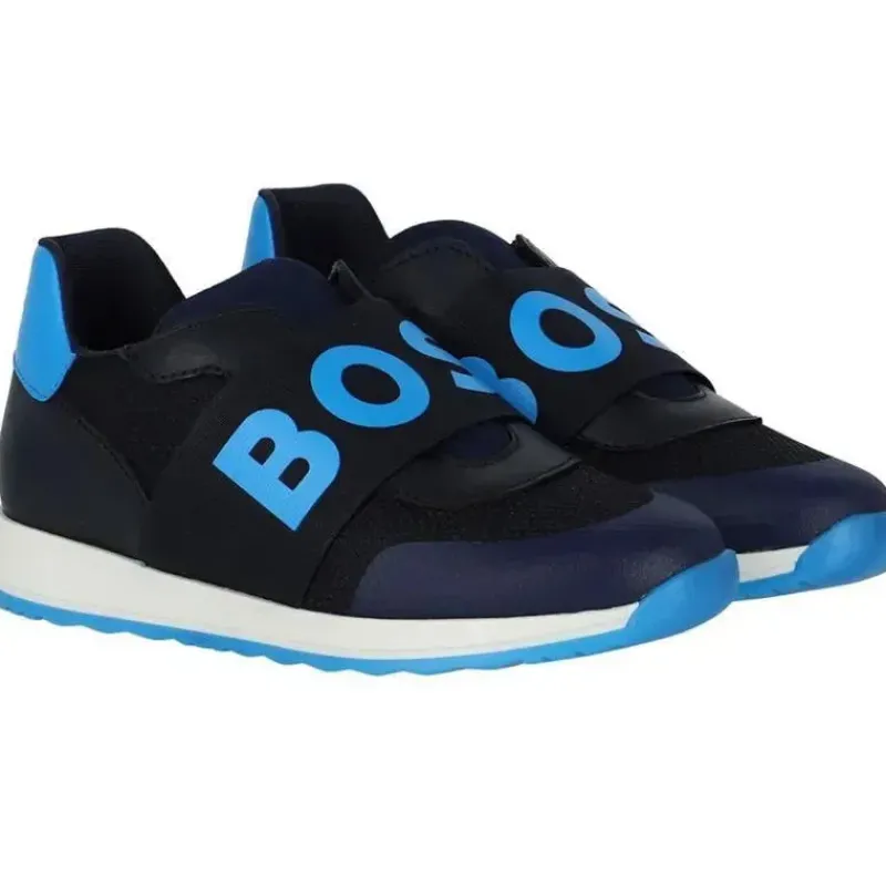hugo_boss_baby__tnis_elst_SKUbPsXyQc7_0.webp Hugo Boss Baby - Tênis elástico com logotipo para meninos, azul marinho Clearance
