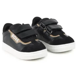 Hugo Boss Baby - Tênis em couro e malha, preto Online