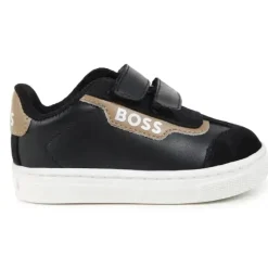 Hugo Boss Baby - Tênis em couro e malha, preto Online