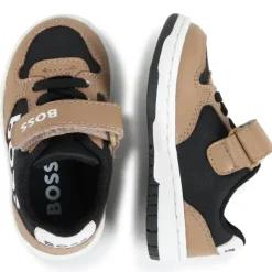 Hugo Boss Baby - Tênis em Mix Material, Preto/Bege Outlet
