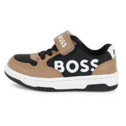 Hugo Boss Baby - Tênis em Mix Material, Preto/Bege Outlet