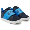 Hugo Boss Baby - Tênis masculino com logotipo de velcro marinho Sale